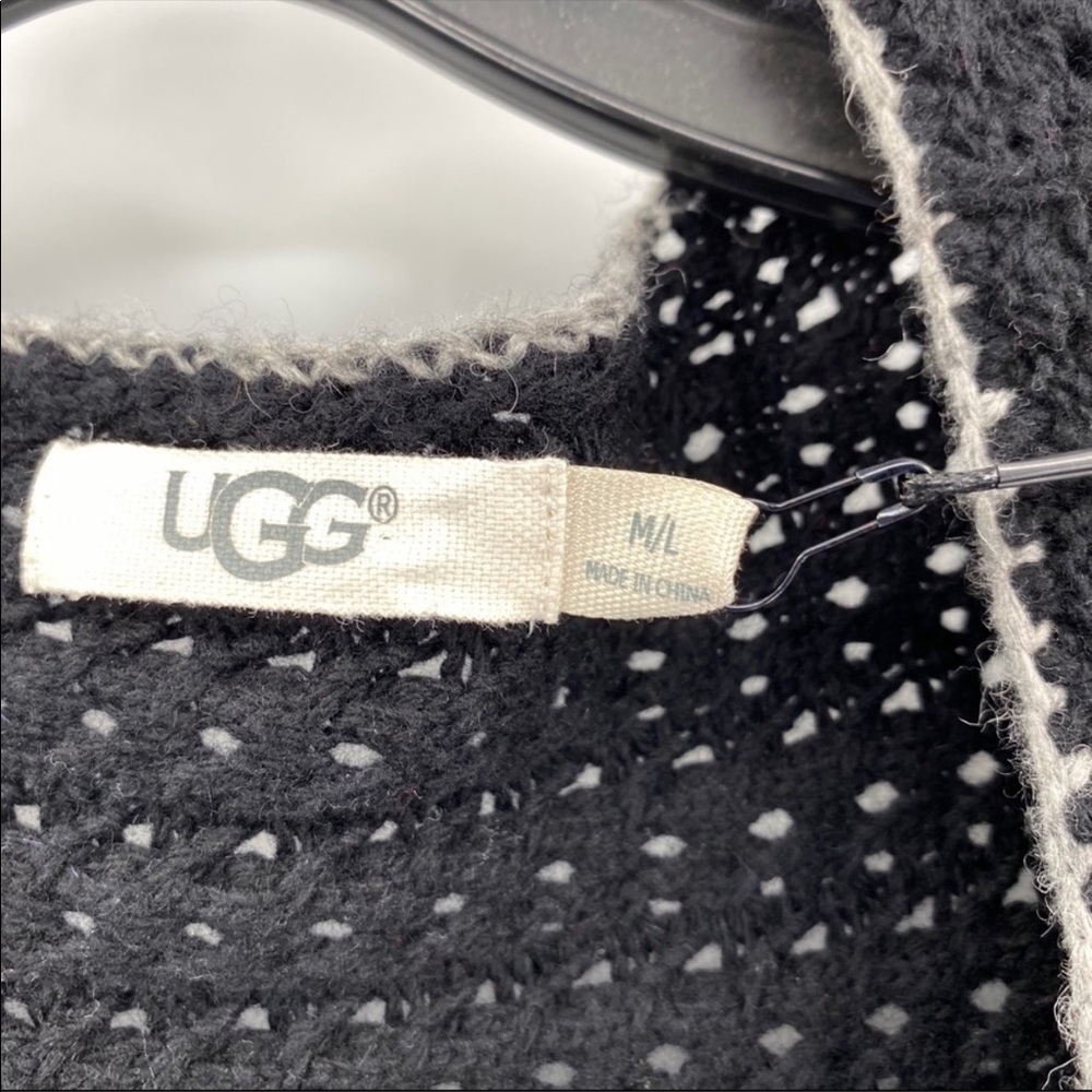 UGG Riley Long Cardigan Sweater Size M/L Black/Grey - Picture 4 of 16